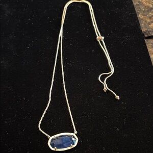 Kendra Scott Gold Tone Long Necklace with Blue Pendant
